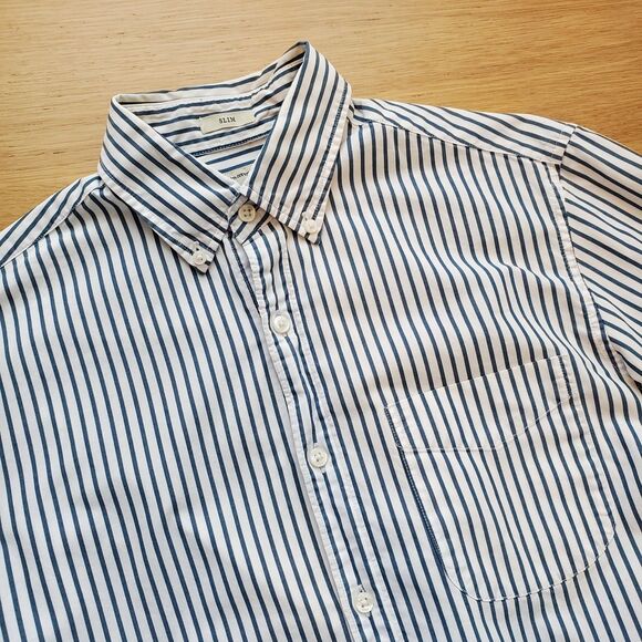 J. Crew Blue White Striped Button-Down Shirt - Picture 1 of 4